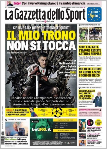 Το απίστευτο πρωτοσέλιδο της Gazzetta dello Sport με τον Ρονάλντο! (ΦΩΤΟ)