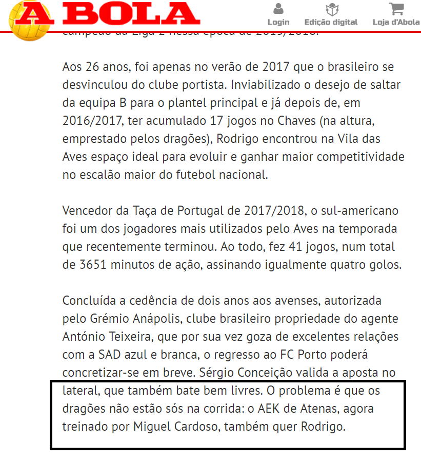 Συνεχίζουν τα σενάρια για ΑΕΚ και Ροντρίγκο οι Πορτογάλοι! (ΦΩΤΟ)