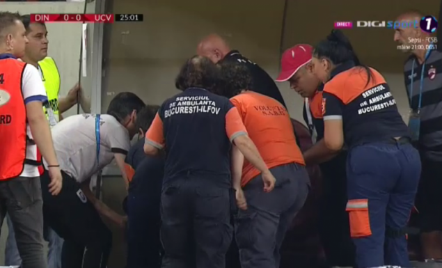 Σοκ: Κατέρρευσε στο γήπεδο ο προπονητής της Ντιναμό Βουκουρεστίου! (VIDEO)