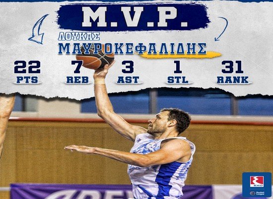 Πολυτιμότερος παίκτης της 3ης αγωνιστικής της Basket League ο Μαυροκεφαλίδης