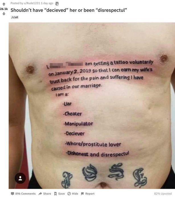 Απίστευτο: Απάτησε τη γυναίκα του και έκανε το πιο... επικό tattoo ever! (ΦΩΤΙ)