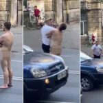 Βγήκε γυμνός στο δρόμο και έφαγε ξύλο (VIDEO)