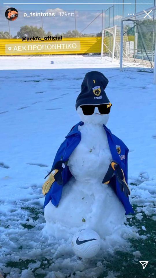 ΑΕΚ: Ο «κιτρινόμαυρος» χιονάνθρωπος του Τσιντώτα (ΦΩΤΟ)