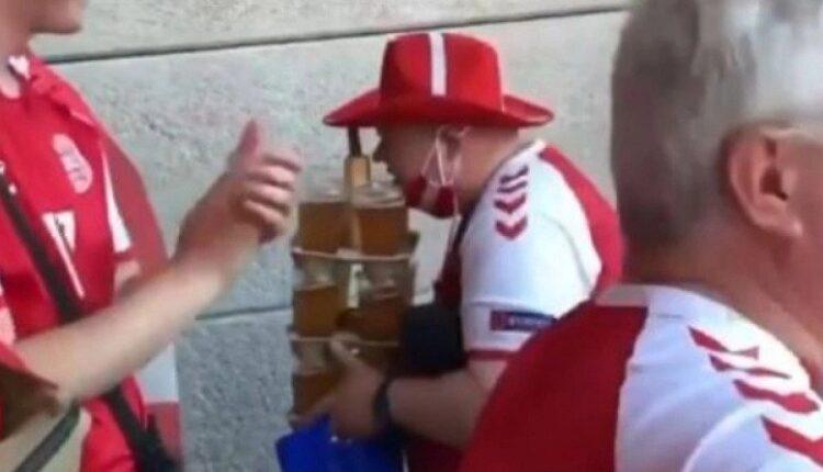 EURO 2021: Δανός ισορροπεί 12 μπύρες και ένα χοτ ντογκ στο χέρι (VIDEO)