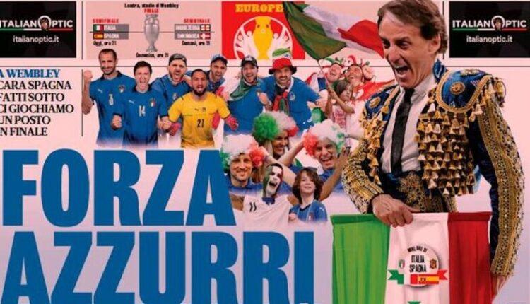 EURO 2021: Με Μαντσίνι ταυρομάχο το πρωτοσέλιδο της «Gazzetta Dello Sport» (ΦΩΤΟ)