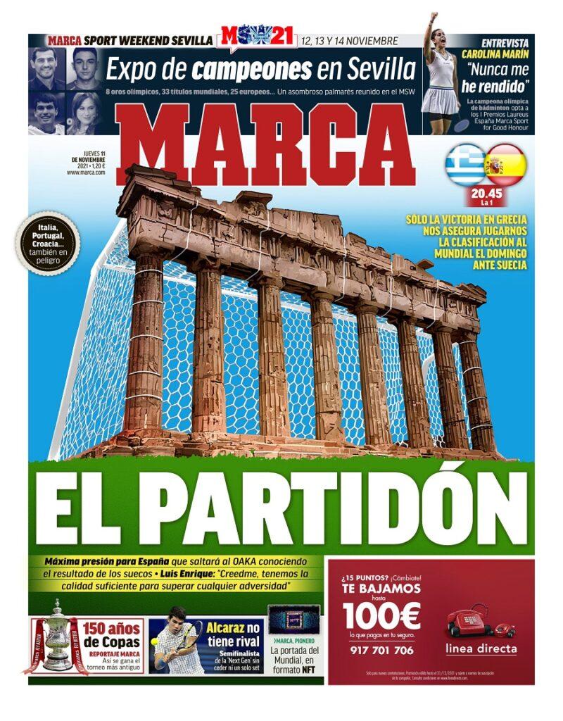 Ελλάδα - Ισπανία: Το πρωτοσέλιδο της Marca με την Ακρόπολη (ΦΩΤΟ)