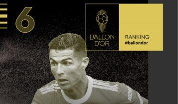 Χρυσή Μπάλα: Στην 6η θέση ο Κριστιάνο Ρονάλντο
