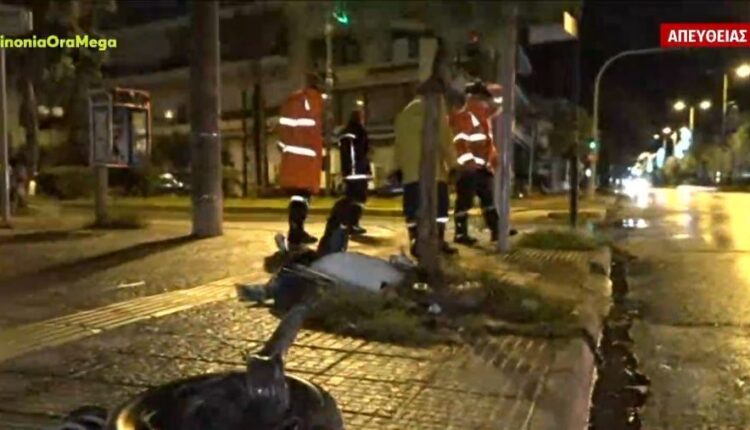 Ηλιούπολη: Αυτοκίνητο «καρφώθηκε» σε κολώνα – Σοβαρά τραυματισμένος ο οδηγός (VIDEO)