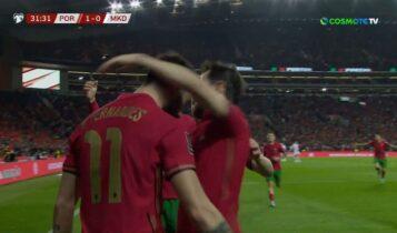 Πορτογαλία - Βόρεια Μακεδονία: Ασίστ Κριστιάνο, πλασέ Μπρούνο Φερνάντες και 1-0 (VIDEO)