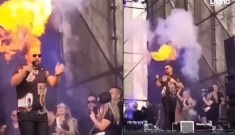 Βραζιλιάνος τραγουδιστής άρπαξε φωτιά από τα εφέ της σκηνής την ώρα της συναυλίας (VIDEO)
