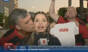 Την... πάτησε οπαδός: Φίλησε on air δημοσιογράφο – Τον συνέλαβαν και αποκλείστηκε από τα γήπεδα! (VIDEO)