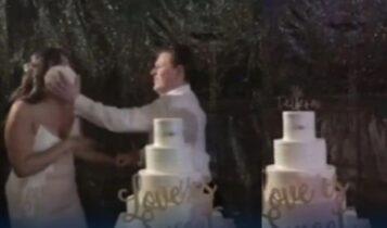 Το είδαμε και αυτό: Γαμπρός πέταξε τούρτα σε νύφη και μετά το έβαλε στα πόδια! (VIDEO)