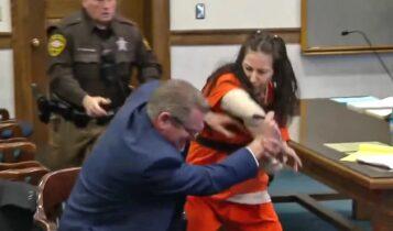 Σκηνές-σοκ σε δικαστήριο των ΗΠΑ: 25χρονη που αποκεφάλισε τον εραστή της και ασέλγησε στη σορό του, επιτέθηκε στον δικηγόρο της (VIDEO)