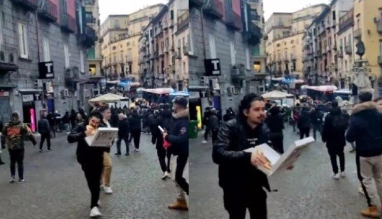 Επεισόδια στην Νάπολη: Απίστευτο VIDEO τον κυνηγάνε αλλά αυτός τρώει πίτσα