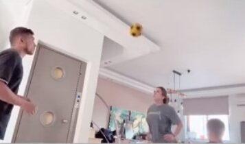 ΑΕΚ: Παίζει μπάλα κι εκτός γηπέδου ο Πινέδα: Διαγωνισμός σε... κεφαλιές με τη σύζυγό του! (VIDEO)