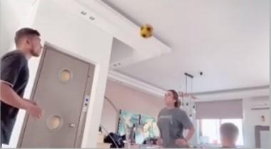 ΑΕΚ: Παίζει μπάλα κι εκτός γηπέδου ο Πινέδα: Διαγωνισμός σε... κεφαλιές με τη σύζυγό του! (VIDEO)