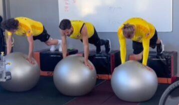 ΑΕΚ: Σκληρή προπόνηση στο γυμναστήριο με αερόβια και βάρη (VIDEO)