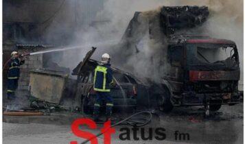 Θεσσαλονίκη: Μεγάλη φωτιά σε συνεργείο στην περιοχή των Σφαγείων -Κάηκε φορτηγό και αυτοκίνητα