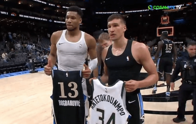 NBA: Ο Γιάννης αντάλλαξε φανέλες με τον Μπογκντάνοβιτς (VIDEO)