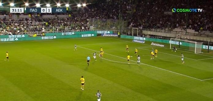 Παναθηναϊκός - ΑΕΚ: Λάθος του Μουκουντί, το 1-1 με συρτό σουτ ο Μπακασέτας (VIDEO)