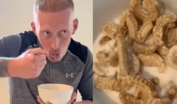 Αυτό είναι το απίστευτο πρωινό ενός άνδρα που «έριξε» το TikTok: Τρώει χοιρινό με γάλα (βίντεο)